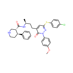 COc1ccc(-n2nc(Sc3ccc(Cl)cc3)cc(CC[C@H](C)NC(=O)[C@H]3CNCC[C@@H]3c3ccccc3)c2=O)cc1 ZINC000027519022