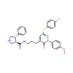 COc1ccc(-n2nc(Sc3ccc(Cl)cc3)cc(CCCNC(=O)[C@H]3CNC[C@@H]3c3ccccc3)c2=O)cc1 ZINC000027518239