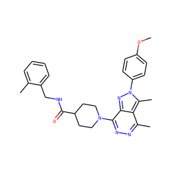 COc1ccc(-n2nc3c(N4CCC(C(=O)NCc5ccccc5C)CC4)nnc(C)c3c2C)cc1 ZINC000008594395