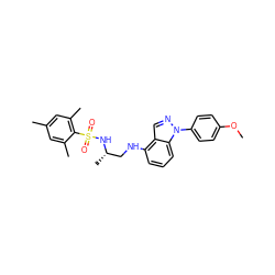 COc1ccc(-n2ncc3c(NC[C@H](C)NS(=O)(=O)c4c(C)cc(C)cc4C)cccc32)cc1 ZINC000137487371