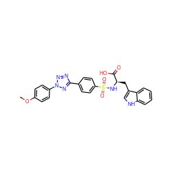 COc1ccc(-n2nnc(-c3ccc(S(=O)(=O)N[C@H](Cc4c[nH]c5ccccc45)C(=O)O)cc3)n2)cc1 ZINC000013778445