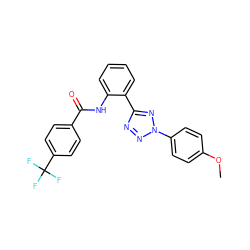 COc1ccc(-n2nnc(-c3ccccc3NC(=O)c3ccc(C(F)(F)F)cc3)n2)cc1 ZINC000299851449