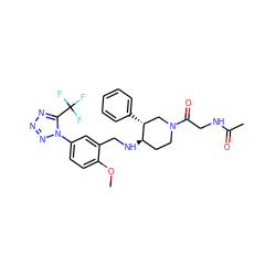 COc1ccc(-n2nnnc2C(F)(F)F)cc1CN[C@@H]1CCN(C(=O)CNC(C)=O)C[C@H]1c1ccccc1 ZINC000073196863