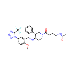 COc1ccc(-n2nnnc2C(F)(F)F)cc1CN[C@H]1CCN(C(=O)CCCNC(C)=O)C[C@H]1c1ccccc1 ZINC000073164269