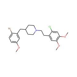 COc1ccc(Br)c(CC2CCN(CCc3cc(OC)c(OC)cc3Cl)CC2)c1 ZINC001772625838