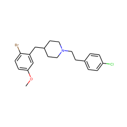 COc1ccc(Br)c(CC2CCN(CCc3ccc(Cl)cc3)CC2)c1 ZINC001772644999