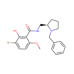 COc1ccc(Br)c(O)c1C(=O)NC[C@H]1CCCN1Cc1ccccc1 ZINC000013820600