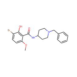 COc1ccc(Br)c(O)c1C(=O)NC1CCN(Cc2ccccc2)CC1 ZINC000013820627