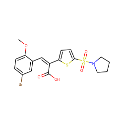 COc1ccc(Br)cc1/C=C(\C(=O)O)c1ccc(S(=O)(=O)N2CCCC2)s1 ZINC000013113304