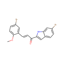 COc1ccc(Br)cc1/C=C/C(=O)c1cc2ccc(Br)cc2[nH]1 ZINC001772649801