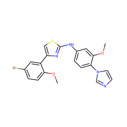 COc1ccc(Br)cc1-c1csc(Nc2ccc(-n3ccnc3)c(OC)c2)n1 ZINC000073169296