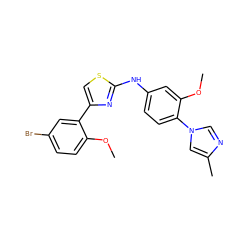 COc1ccc(Br)cc1-c1csc(Nc2ccc(-n3cnc(C)c3)c(OC)c2)n1 ZINC000073196298