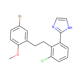 COc1ccc(Br)cc1CCc1c(Cl)cccc1-c1ncc[nH]1 ZINC000027201371