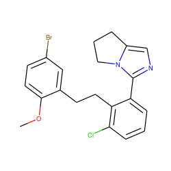 COc1ccc(Br)cc1CCc1c(Cl)cccc1-c1ncc2n1CCC2 ZINC000027206464