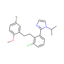 COc1ccc(Br)cc1CCc1c(Cl)cccc1-c1nccn1C(C)C ZINC000027201463