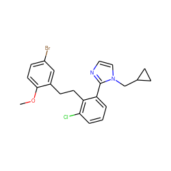 COc1ccc(Br)cc1CCc1c(Cl)cccc1-c1nccn1CC1CC1 ZINC000027195493