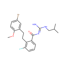 COc1ccc(Br)cc1CCc1c(F)cccc1C(=O)/N=C(\N)NCC(C)C ZINC000036284548