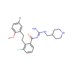 COc1ccc(Br)cc1CCc1c(F)cccc1C(=O)/N=C(\N)NCC1CCNCC1 ZINC000036284570