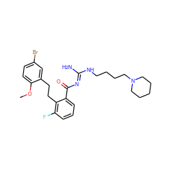 COc1ccc(Br)cc1CCc1c(F)cccc1C(=O)/N=C(\N)NCCCCN1CCCCC1 ZINC000036284672