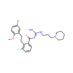COc1ccc(Br)cc1CCc1c(F)cccc1C(=O)/N=C(\N)NCCCN1CCCCC1 ZINC000036284566