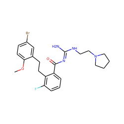 COc1ccc(Br)cc1CCc1c(F)cccc1C(=O)/N=C(\N)NCCN1CCCC1 ZINC000036284525