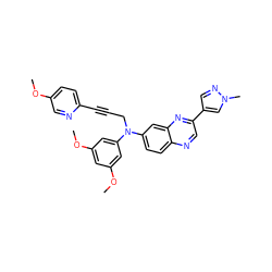 COc1ccc(C#CCN(c2cc(OC)cc(OC)c2)c2ccc3ncc(-c4cnn(C)c4)nc3c2)nc1 ZINC000204167633