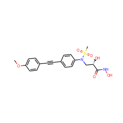 COc1ccc(C#Cc2ccc(N(C[C@H](O)C(=O)NO)S(C)(=O)=O)cc2)cc1 ZINC000029128305