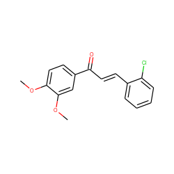 COc1ccc(C(=O)/C=C/c2ccccc2Cl)cc1OC ZINC000005123761