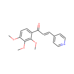 COc1ccc(C(=O)/C=C/c2ccncc2)c(OC)c1OC ZINC000040402500