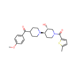 COc1ccc(C(=O)C2CCN([C@@H]3CCN(C(=O)c4ccc(C)s4)C[C@H]3O)CC2)cc1 ZINC000084687138