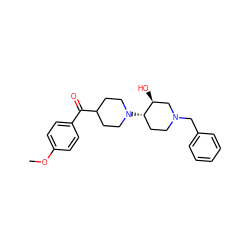 COc1ccc(C(=O)C2CCN([C@H]3CCN(Cc4ccccc4)C[C@@H]3O)CC2)cc1 ZINC000072181043