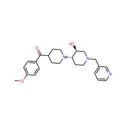 COc1ccc(C(=O)C2CCN([C@H]3CCN(Cc4cccnc4)C[C@@H]3O)CC2)cc1 ZINC000072181052