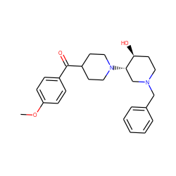 COc1ccc(C(=O)C2CCN([C@H]3CN(Cc4ccccc4)CC[C@@H]3O)CC2)cc1 ZINC000072181484