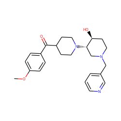 COc1ccc(C(=O)C2CCN([C@H]3CN(Cc4cccnc4)CC[C@@H]3O)CC2)cc1 ZINC000072181485