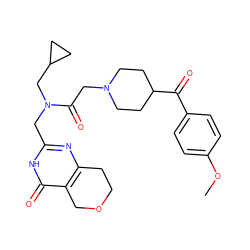 COc1ccc(C(=O)C2CCN(CC(=O)N(Cc3nc4c(c(=O)[nH]3)COCC4)CC3CC3)CC2)cc1 ZINC000096283562