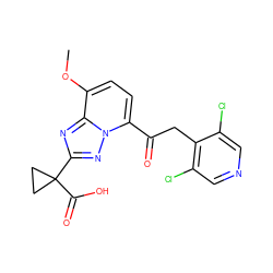 COc1ccc(C(=O)Cc2c(Cl)cncc2Cl)n2nc(C3(C(=O)O)CC3)nc12 ZINC000113276120