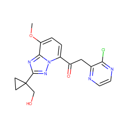 COc1ccc(C(=O)Cc2nccnc2Cl)n2nc(C3(CO)CC3)nc12 ZINC000139764018