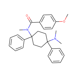 COc1ccc(C(=O)N(C)C2(c3ccccc3)CCC(c3ccccc3)(N(C)C)CC2)cc1 ZINC000147083076