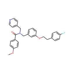 COc1ccc(C(=O)N(Cc2ccncc2)Cc2cccc(OCCc3ccc(F)cc3)c2)cc1 ZINC000012152508