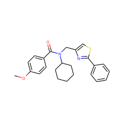 COc1ccc(C(=O)N(Cc2csc(-c3ccccc3)n2)C2CCCCC2)cc1 ZINC000072127824