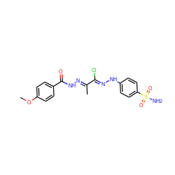 COc1ccc(C(=O)N/N=C(C)/C(Cl)=N/Nc2ccc(S(N)(=O)=O)cc2)cc1 ZINC000103230474