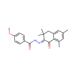 COc1ccc(C(=O)N/N=C2/C(=O)c3c(C)cc(C)cc3CC2(C)C)cc1 ZINC000100134978