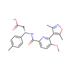 COc1ccc(C(=O)N[C@@H](CC(=O)O)c2ccc(C)cc2)nc1-c1c(C)noc1C ZINC000203325994