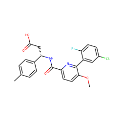 COc1ccc(C(=O)N[C@@H](CC(=O)O)c2ccc(C)cc2)nc1-c1cc(Cl)ccc1F ZINC000203327117