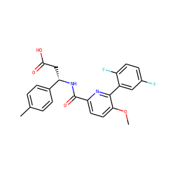 COc1ccc(C(=O)N[C@@H](CC(=O)O)c2ccc(C)cc2)nc1-c1cc(F)ccc1F ZINC000203325985