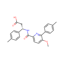 COc1ccc(C(=O)N[C@@H](CC(=O)O)c2ccc(C)cc2)nc1-c1ccc(C)cc1 ZINC000261122763