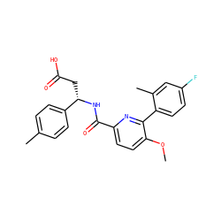 COc1ccc(C(=O)N[C@@H](CC(=O)O)c2ccc(C)cc2)nc1-c1ccc(F)cc1C ZINC000203880082