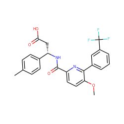 COc1ccc(C(=O)N[C@@H](CC(=O)O)c2ccc(C)cc2)nc1-c1cccc(C(F)(F)F)c1 ZINC000261192406