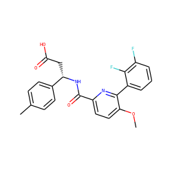 COc1ccc(C(=O)N[C@@H](CC(=O)O)c2ccc(C)cc2)nc1-c1cccc(F)c1F ZINC000203895140