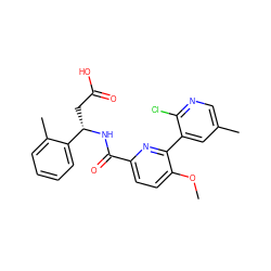 COc1ccc(C(=O)N[C@@H](CC(=O)O)c2ccccc2C)nc1-c1cc(C)cnc1Cl ZINC000261109312